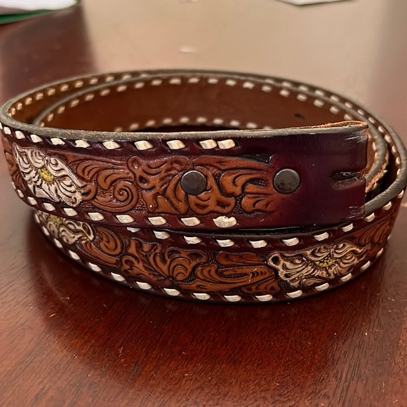 Justin Boots Accessories - Justin Floral Carved Leather Belt